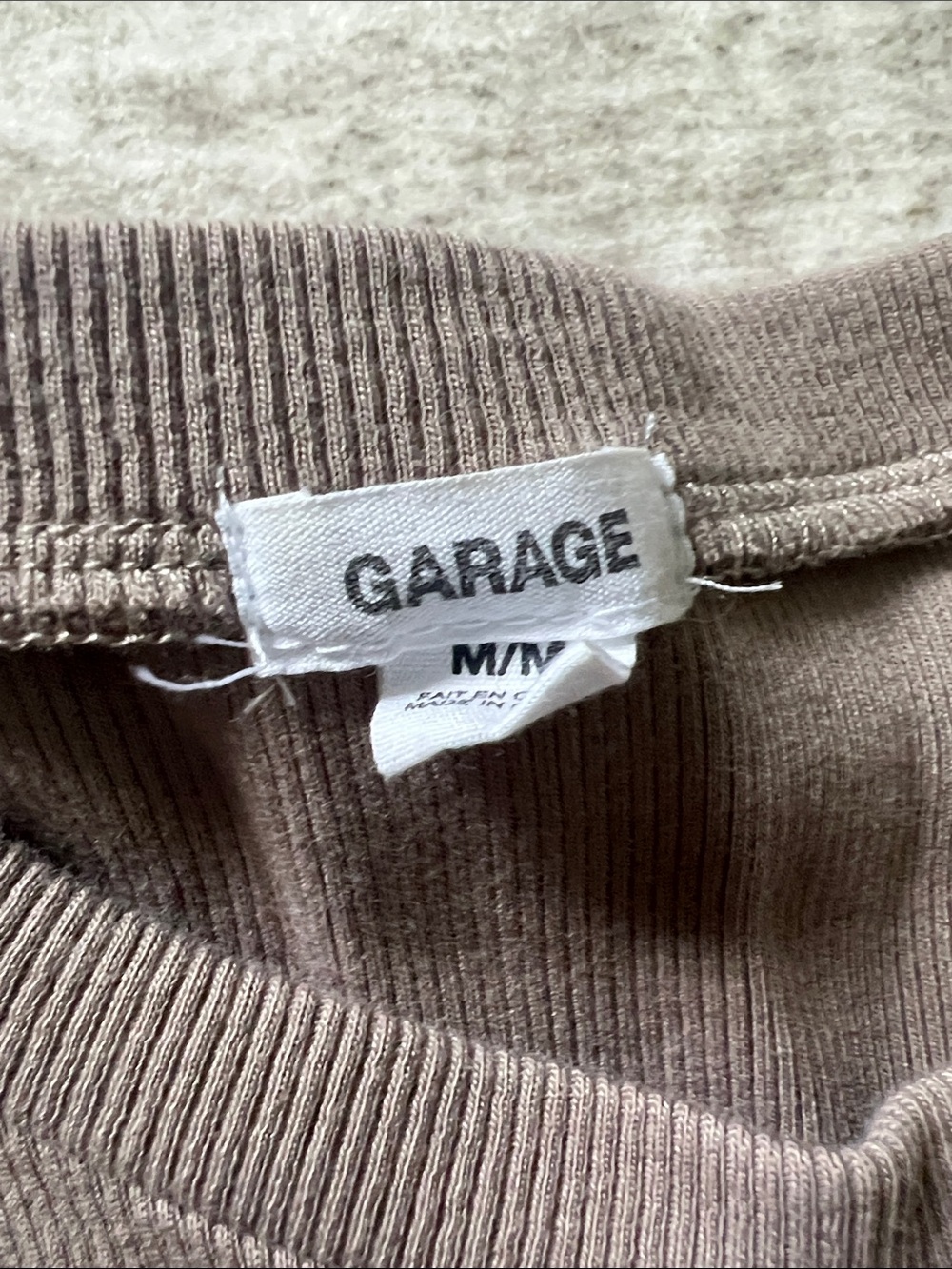 Garage Brown Ribbed Crop Tee - Picture 2 of 3